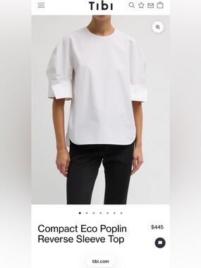 Tibi Compact Eco Poplin Reverse Sleeve Top